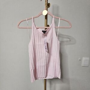 Wild‎ Fable Light Pink Ribbed Tank Top with rose accent